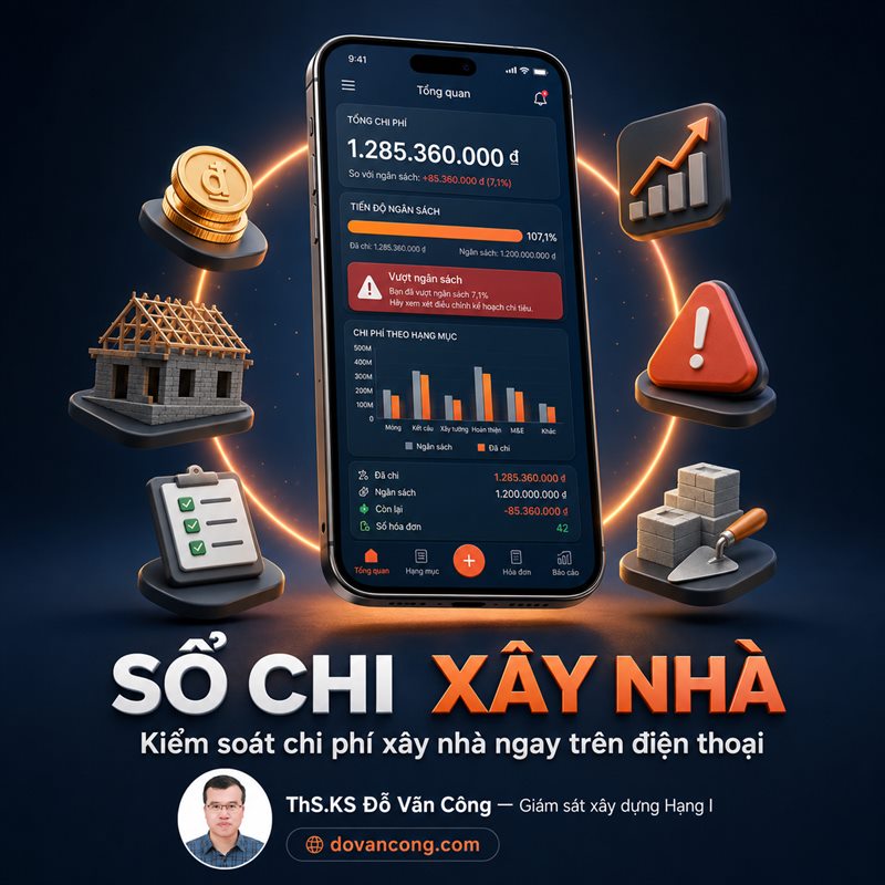 Màn hình chi phí theo hạng mục và cảnh báo vượt ngân sách
